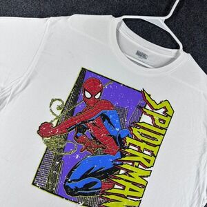 Spider-Man Marvel T-Shirt Mens XL Extra Large White Graphic Print Cotton Tee